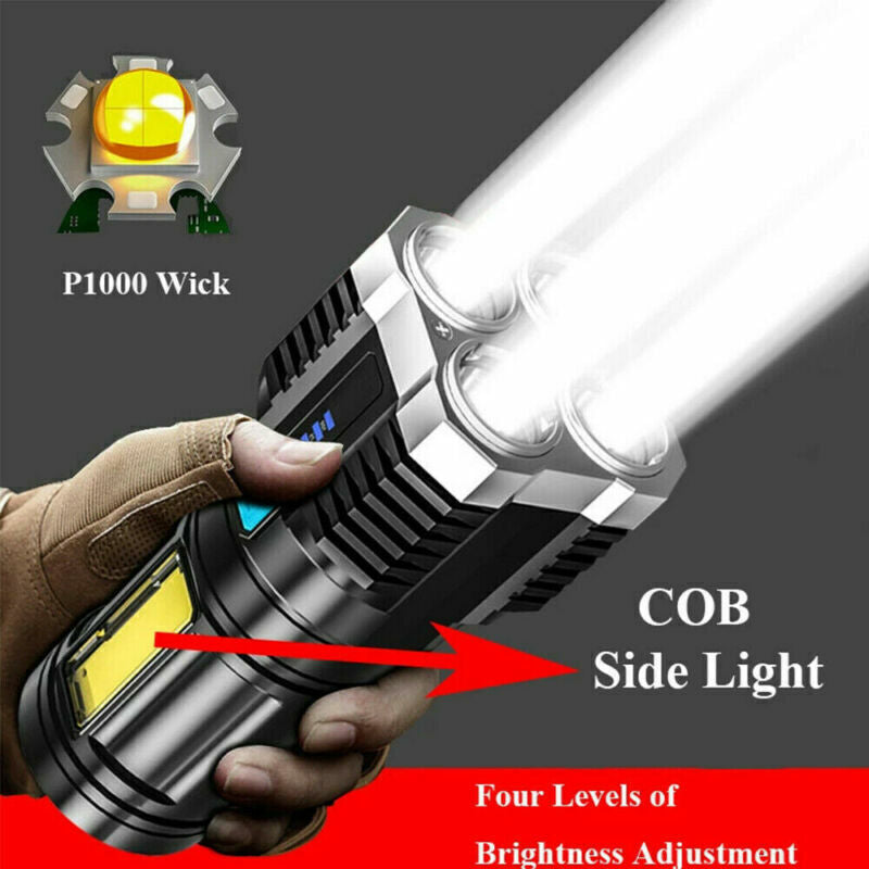 POWERFUL Tactical Quad-Core Super Bright Torch LED Flashlight USB Rechargeable Camping - Z3 Limited