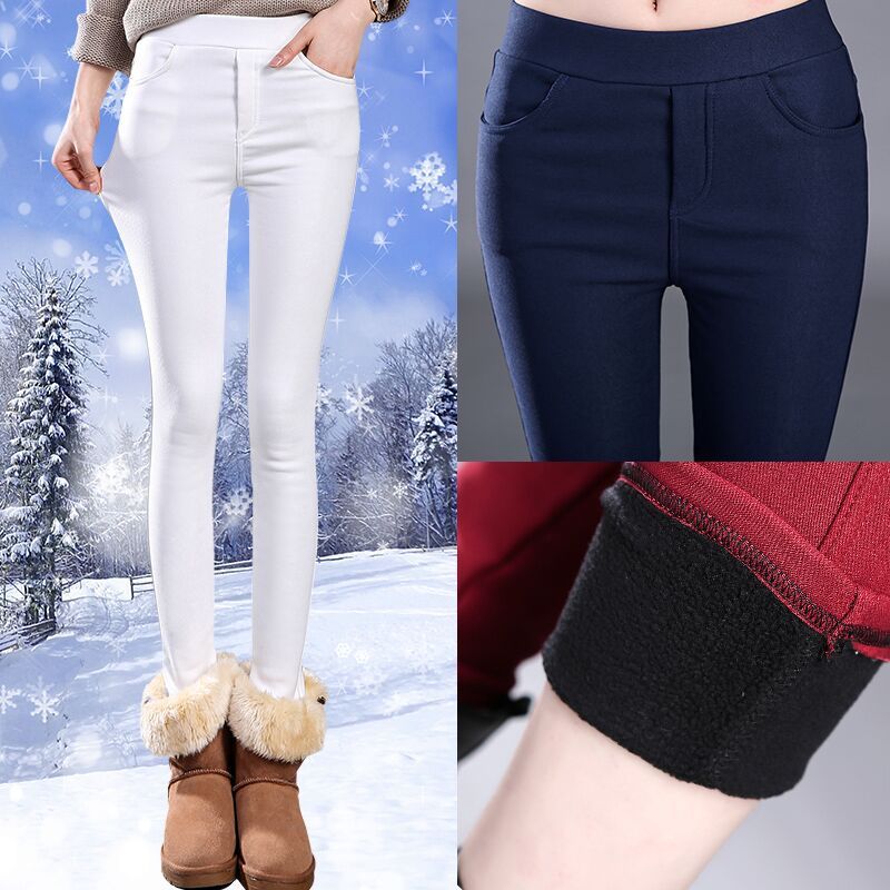 Winter Fleece-lined Thick Leggings Colorfast Plus Size Tappered Pants